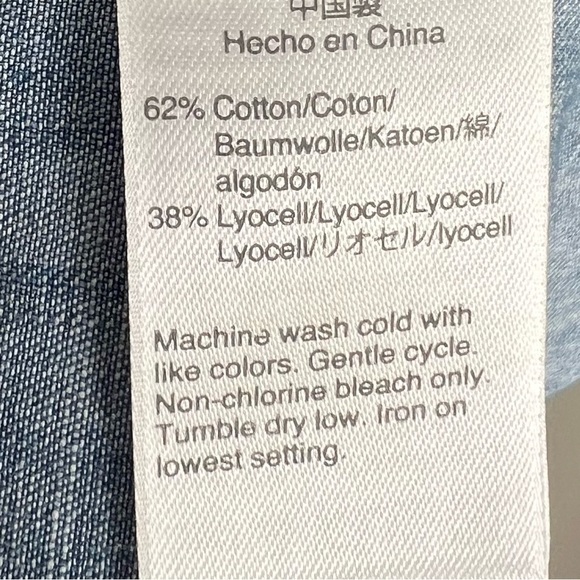 2/25 J Crew Denim Chambray Wrap Dress Ruffle Sleeveless Blue Jean springtime - Picture 8 of 9